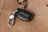 JVCV® Handmade Carbon-Fiber Pattern Leather Key Cover – Hyundai 4‑Button Smart Key (with Keychain)