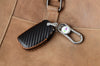 JVCV® Handmade Carbon-Fiber Pattern Leather Key Cover – Hyundai 4‑Button Smart Key (with Keychain)