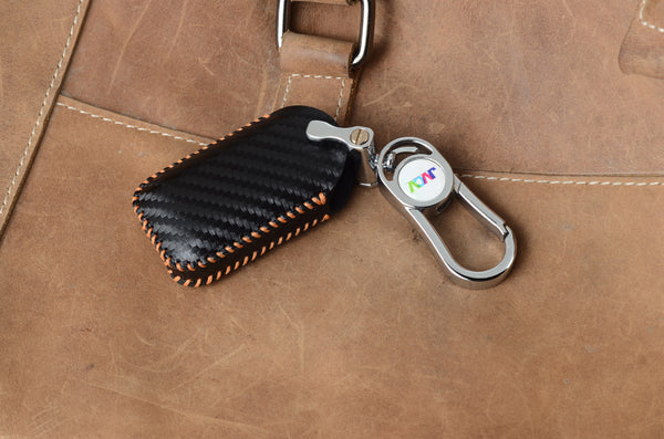 JVCV® Handmade Carbon Fiber Pattern Leather Key Cover Compatible with Suzuki Jimny Fronx Grand Vitara Baleno XL6 Swift Ertiga Dzire Rumion Urban Cruiser Glanza, Hyryder Smart Key