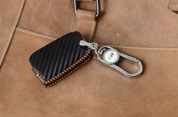 JVCV® Handmade Carbon-Fiber Pattern Leather Key Cover – Skoda Folding Keys