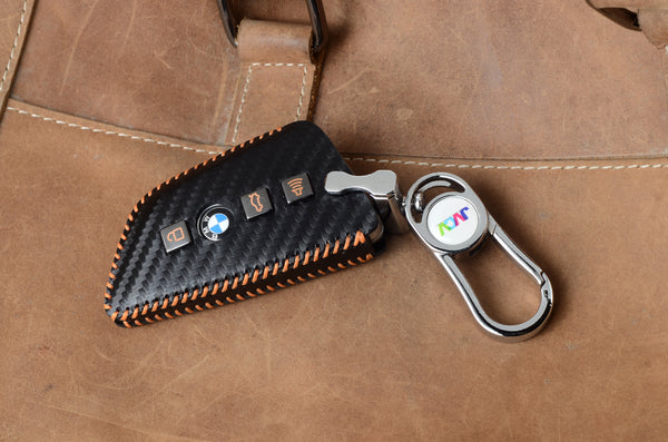 JVCV® Handmade Carbon-Fiber Pattern Leather Key Cover