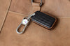 JVCV® Handmade Carbon-Fiber Pattern Leather Key Cover with keychain for Honda Cars - Includes Premium Keychain