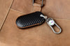 JVCV® Handmade Carbon-Fiber Pattern Leather Key Cover – Mercedes 3‑Button Smart Key (with Keychain)