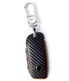 JVCV® Handmade Carbon Fiber Pattern Leather Key Cover Compatible with BMW 2023 New 7 Series 740i 760i X1 X7 XM IX I7 X5 Smart Key – Black Orange