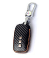 Carbon Fiber Leather Car Key Cover for Toyota Fortuner, Hilux, Innova Crysta, Fortuner Legender, Innova HyCross, Land Cruiser Smart Keys - Premium PU Case with Keychain