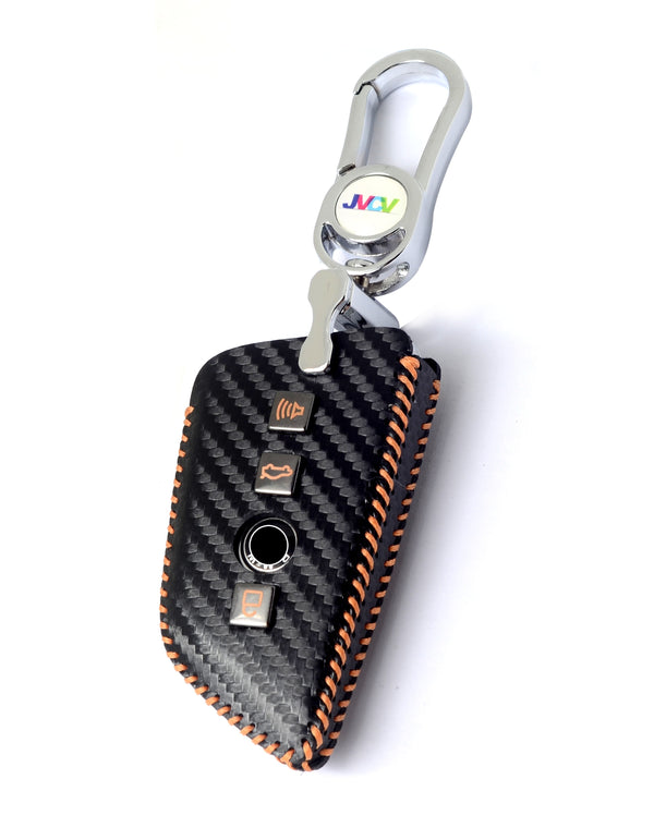 JVCV® Handmade Carbon-Fiber Pattern Leather Key Cover