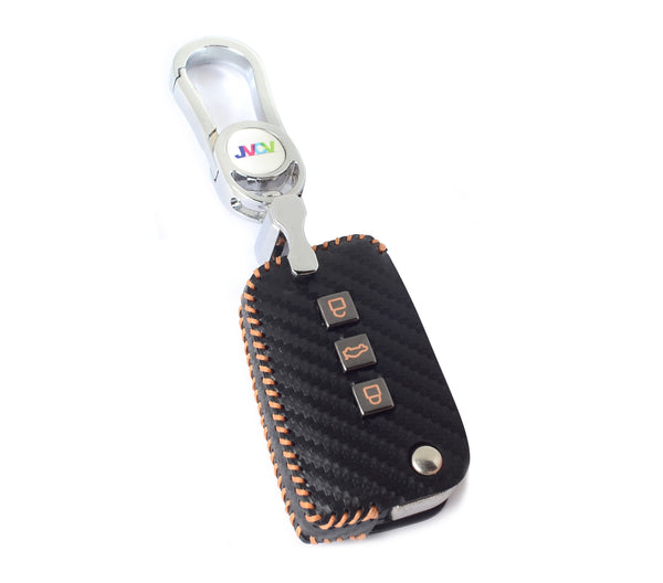 JVCV® Handmade Carbon-Fiber Pattern Leather Key Cover – Skoda Folding Keys