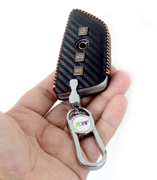 JVCV® Handmade Carbon-Fiber Pattern Leather Key Cover