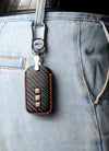 JVCV® Handmade Carbon-Fiber Pattern Leather Key Cover with keychain for Honda Cars - Includes Premium Keychain