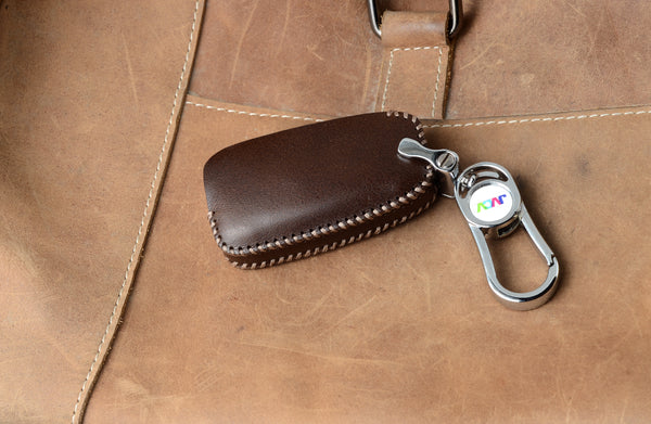 JVCV® Handmade Leather Key Cover for Hyundai i20, Verna, Kona – Premium Styling for 3-Button Flip Keys (2018 Onwards)