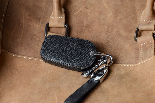 JVCV® Soft Handmade Lychee Pattern Leather Key Cover Compatible with Isuzu Smart Key (Brown)