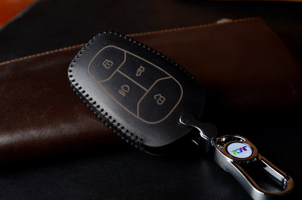 JVCV® Handmade Leather Car Key Cover – Compatible with Tata Motors Smart Key