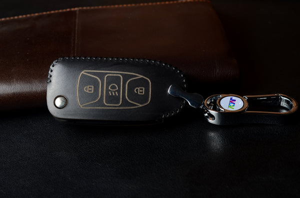 JVCV® Handmade Leather Car Key Cover – Compatible with Tata Curvv, Tiago, Tigor, Punch, Hexa, Nexon, Zest, Bolt, Safari Storme – Flip Key