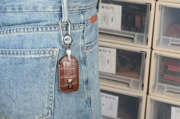 JVCV® Handmade Leather Crocodile Pattern Key Cover – Compatible with Suzuki Jimny, Fronx, Grand Vitara, Baleno, XL6, Swift, Ertiga, Dzire & Toyota Rumion, Urban Cruiser, Glanza, Hyryder – Smart Key