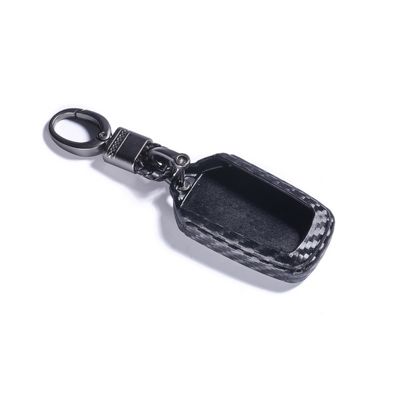 Car Styling Soft Carbon Fiber Pattern Key Cover Compatible with Isuzu Smart Key with Keychain