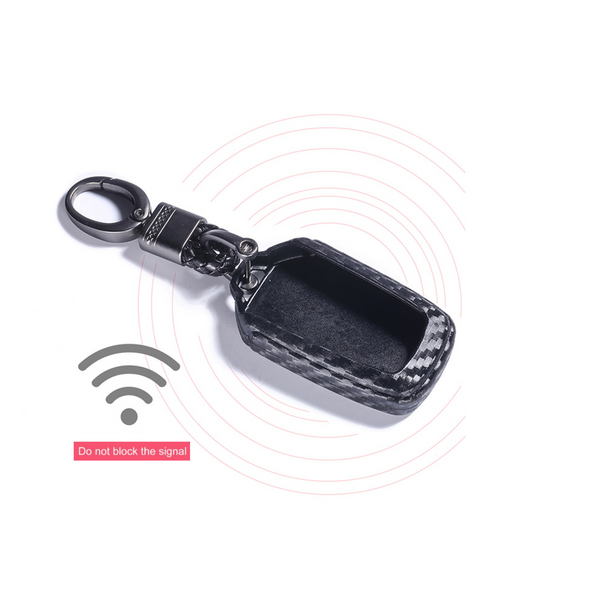 Car Styling Soft Carbon Fiber Pattern Key Cover Compatible with Isuzu Smart Key with Keychain