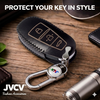 JVCV® Soft Handmade Leather Car Key Cover Compatible with Maruti Suzuki Baleno Ciaz Vitara Brezza S Cross Swift Ignis, Toyota Urban Cruiser Smart Key with Keychain-3B Push Button Start Car Key.