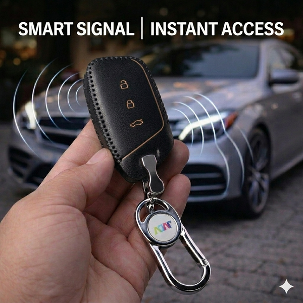JVCV® Handmade Leather Car Key Cover – Compatible with New MG Hector, Hector Plus & Windsor EV Smart Key