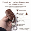 JVCV® Handmade Leather Car Key Cover – Compatible with Tata Motors Smart Key