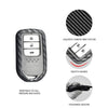 Car Styling Soft Carbon Fiber Pattern Key Cover Compatible With Honda Push Button Start Smart Key With Keychain, Black