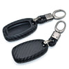 Car Styling Soft Carbon Fiber Pattern Key Cover Compatible With Hyundai Verna Push Button Start Smart Key With Keychain, Black