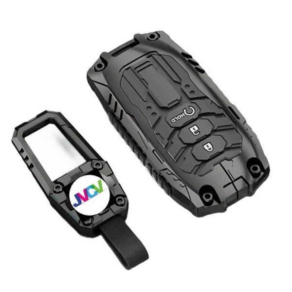 JVCV® Metal Key Cover with Keychain – Honda 3/4‑Button Smart Keys (City, Elevate, Civic, Jazz, Amaze, CR‑V, WR‑V, BR‑V)