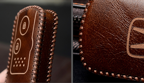 JVCV® Handmade Leather Car Key Cover – Compatible with Honda City, Elevate, Civic, Jazz, Amaze, CR-V, WR-V, BR-V – 3/4 Button Smart Key