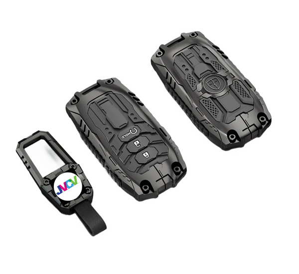 JVCV® Metal Key Cover with Keychain – Honda 3/4‑Button Smart Keys (City, Elevate, Civic, Jazz, Amaze, CR‑V, WR‑V, BR‑V)
