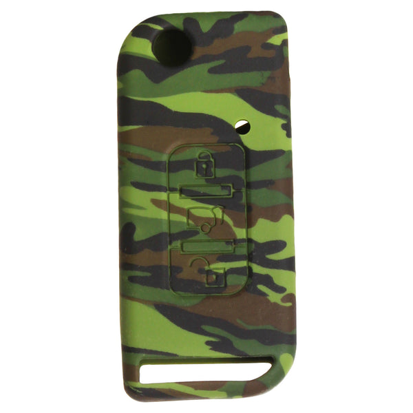 Car Styling Soft Silicone Camouflage Key Cover Compatible with Mahindra XUV 500 Flip Key (Green Camouflage)