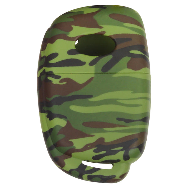 Car Styling Soft Silicone Camouflage Key Cover Compatible with Hyundai Creta Venue Aura Elite i20 Grand i10 Nios Xcent 3 Button Flip Key (Green Camouflage)