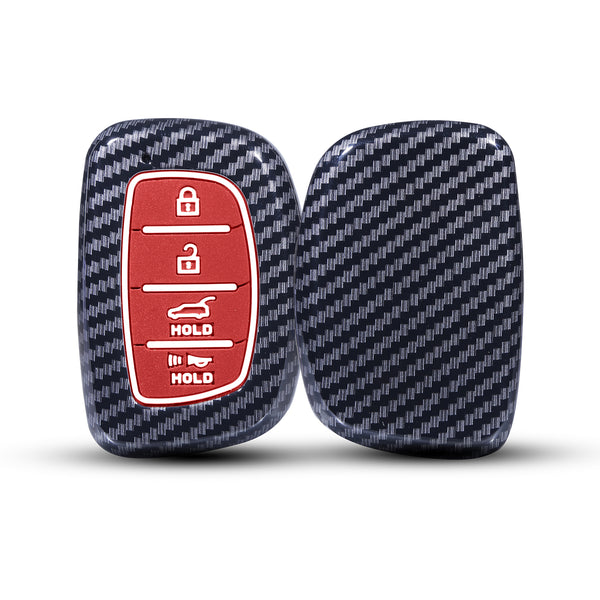 Hard Case Key Cover Compatible with Hyundai Alcazar Creta, i20 2021, Venue, Tucson, Elantra,i20 N Line 2021 4 Button Smart Key