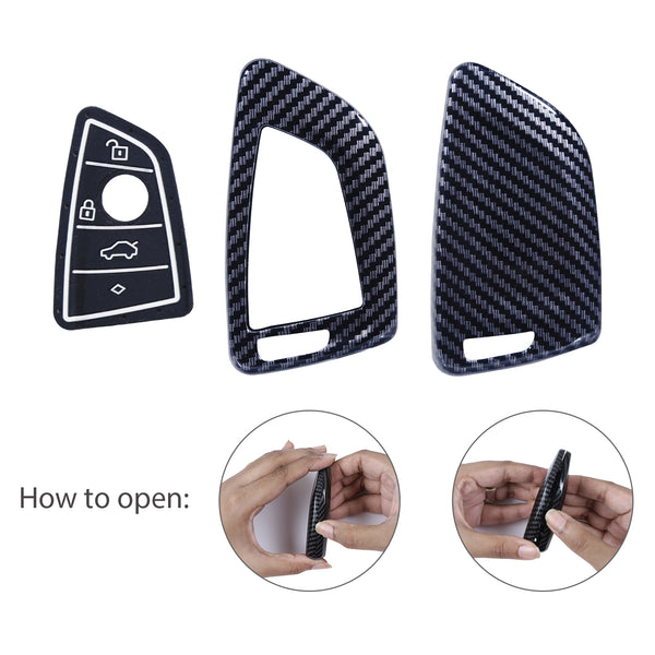 JVCV® Hard Case Key Cover Compatible with BMW X1, X3, X6, X5, 5 Series, 6 Series, 7 Series 4 Button Blade Smart Key - Stylish Durable Protection