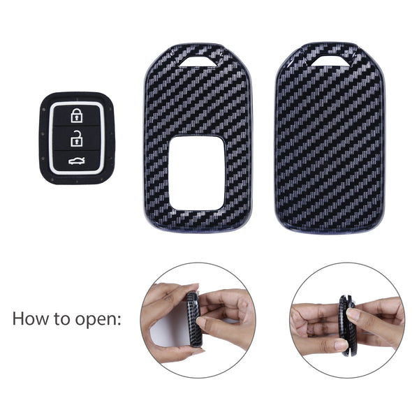 JVCV® Hard Case Key Cover Compatible with Honda City Elevate Civic Jazz Amaze CR-V WR-V BR-V 3 Button Push Button Start Smart Key - Stylish Durable Protection