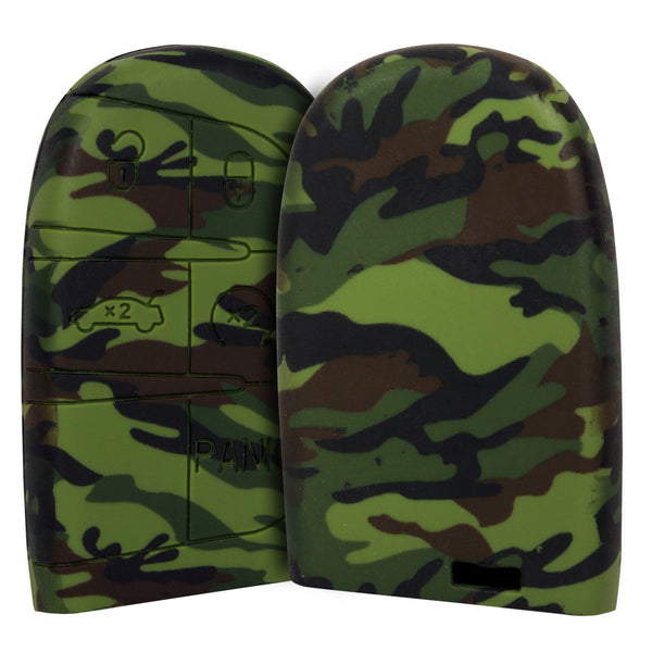 Car Styling Soft Silicone Camouflage Key Cover Compatible with Jeep Compass Smart Key (Green Camouflage)