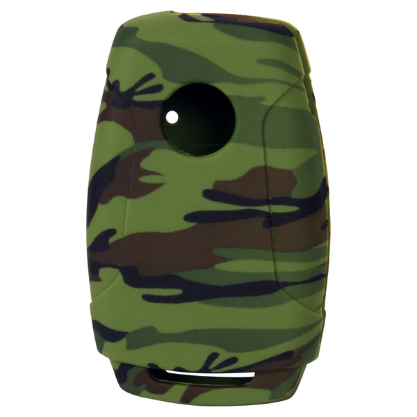 Car Styling Soft Silicone Camouflage Key Cover Compatible with Mahindra XUV 300 and Alturas G4 Flip Key (Green Camouflage)