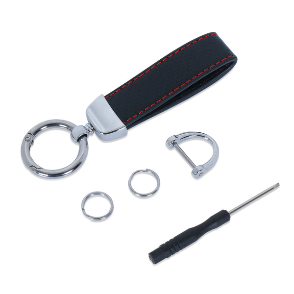 Microfiber Leather Car Keychain, Universal Key Fob Keychain Carbon Fiber Pattern Leather Key Chain Holder for Men and Women