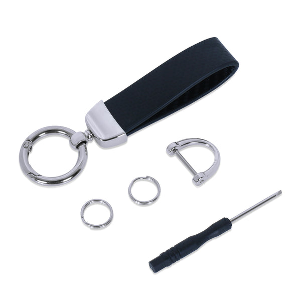 Microfiber Leather Car Keychain, Universal Key Fob Keychain Carbon Fiber Pattern Leather Key Chain Holder for Men and Women