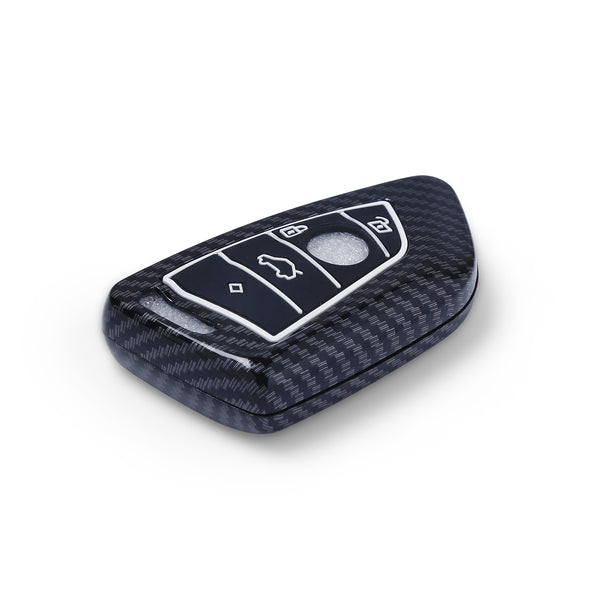 JVCV® Hard Case Key Cover Compatible with BMW X1, X3, X6, X5, 5 Series, 6 Series, 7 Series 4 Button Blade Smart Key - Stylish Durable Protection