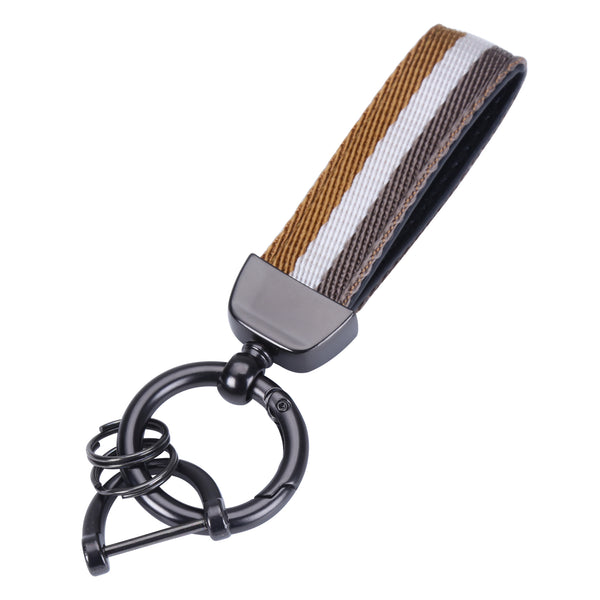 JVCV® Nylon & Leather Universal Keychain – 360° Rotatable Zinc‑Alloy Hook & Screw‑Cap D‑Ring, Multi‑Key Holder for Car, Bike, Home & Office (Men & Women)