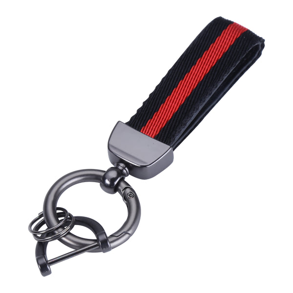 JVCV® Nylon & Leather Universal Keychain – 360° Rotatable Zinc‑Alloy Hook & Screw‑Cap D‑Ring, Multi‑Key Holder for Car, Bike, Home & Office (Men & Women)