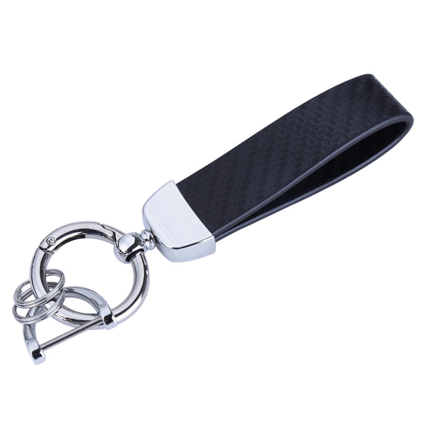 Microfiber Leather Car Keychain, Universal Key Fob Keychain Carbon Fiber Pattern Leather Key Chain Holder for Men and Women