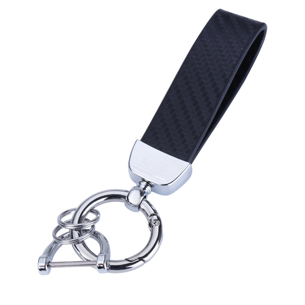 Microfiber Leather Car Keychain, Universal Key Fob Keychain Carbon Fiber Pattern Leather Key Chain Holder for Men and Women