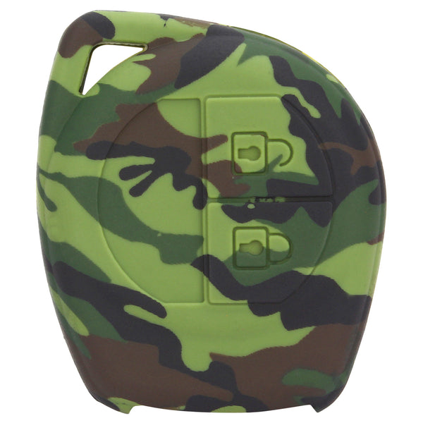Soft Silicone Camouflage Key Cover Compatible with Maruti Suzuki 2 Button Key of Swift Baleno Ertiga Celerio S-Cross Ciaz Alto Vitara Brezza Dzire WagonR SX4 Ritz (Green Camouflage)