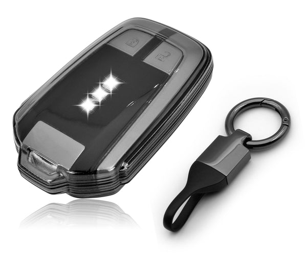 JVCV® Soft TPU Transparent Cover with keychain – Compatible with Isuzu Keys (Transparent Black)