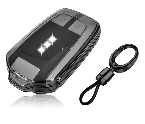 JVCV® Soft TPU Transparent Cover with keychain – Compatible with Isuzu Keys (Transparent Black)