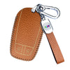 JVCV® Soft Handmade Lychee Pattern Leather Key Cover Compatible with Isuzu Smart Key (Brown)