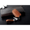 JVCV® Soft Handmade Lychee Pattern Leather Key Cover Compatible with Isuzu Smart Key (Brown)