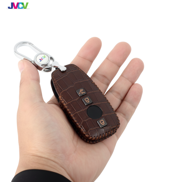 JVCV® Handmade Leather Crocodile Pattern Key Cover – Compatible with Mercedes-Benz E-Class, S-Class, A-Class, C-Class & G-Class Smart Key