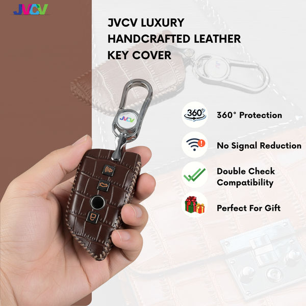 JVCV® Handmade Leather Crocodile Pattern Key Cover – Compatible with BMW 2, 3, 5, 6, 7 Series, X1, X2, X3, X5, X6 – Blade Smart Key