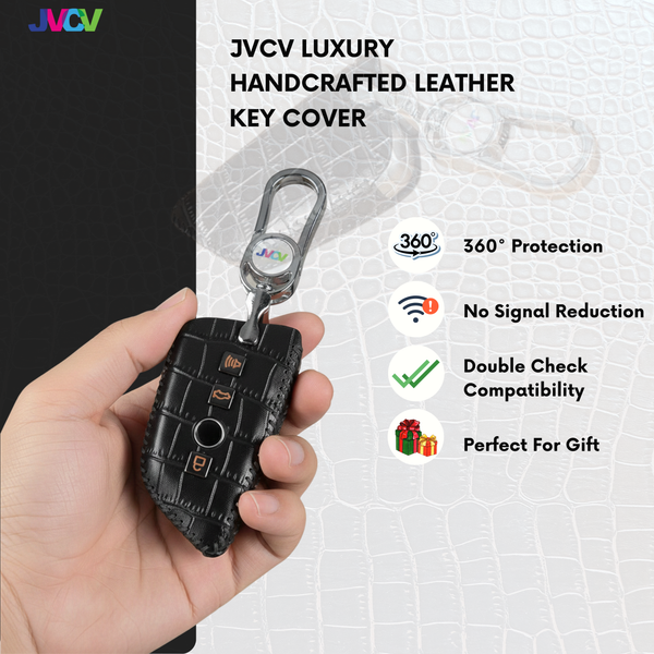 JVCV® Handmade Leather Crocodile Pattern Key Cover – Compatible with BMW 2, 3, 5, 6, 7 Series, X1, X2, X3, X5, X6 – Blade Smart Key